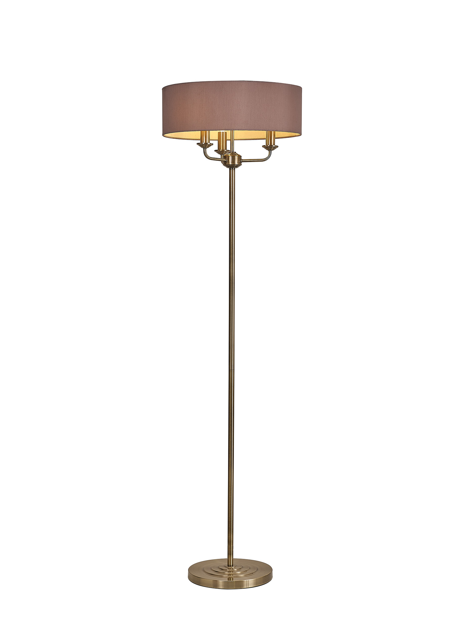 DK0906  Banyan 45cm 3 Light Floor Lamp Antique Brass, Taupe